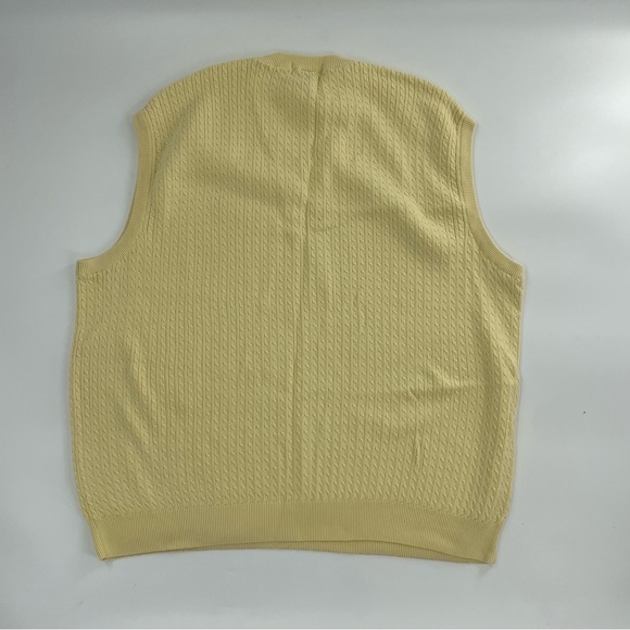 Yellow‎ V-Neck Cotton Cable Knit 1990’s Style Golf Vest - Picture 7 of 8